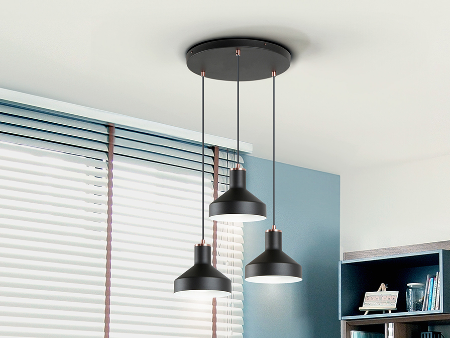 Schuller  Pendants Irias 12546  I3 - IRIAS - LAMP 3L  BLACK-COPPPER, D45