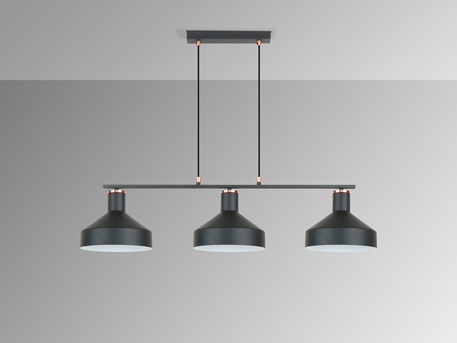 Schuller  Pendants Irias 12555  I3 - IRIAS - LAMP 3L BLACK-COPPER D45