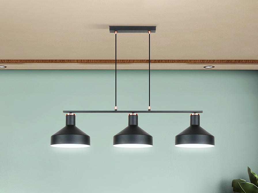 Schuller  Pendants Irias 12555  I3 - IRIAS - LAMP 3L BLACK-COPPER D45