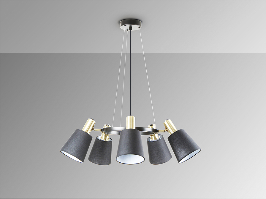 Schuller  Pendants Gisela 12616  I3 - GISELA - LAMP 5L  BLACK-BRASS