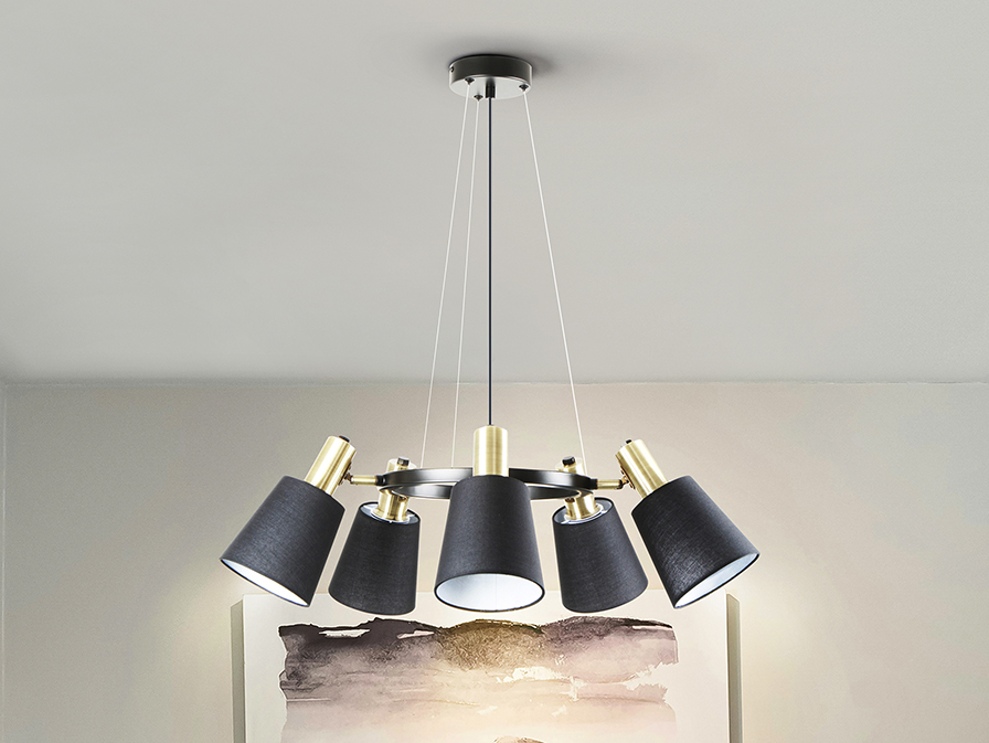 Schuller  Pendants Gisela 12616  I3 - GISELA - LAMP 5L  BLACK-BRASS