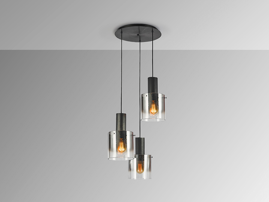 Schuller  Pendants Venize 12810  I3 - VENIZE - LAMP 3L BLACK-SMOKE