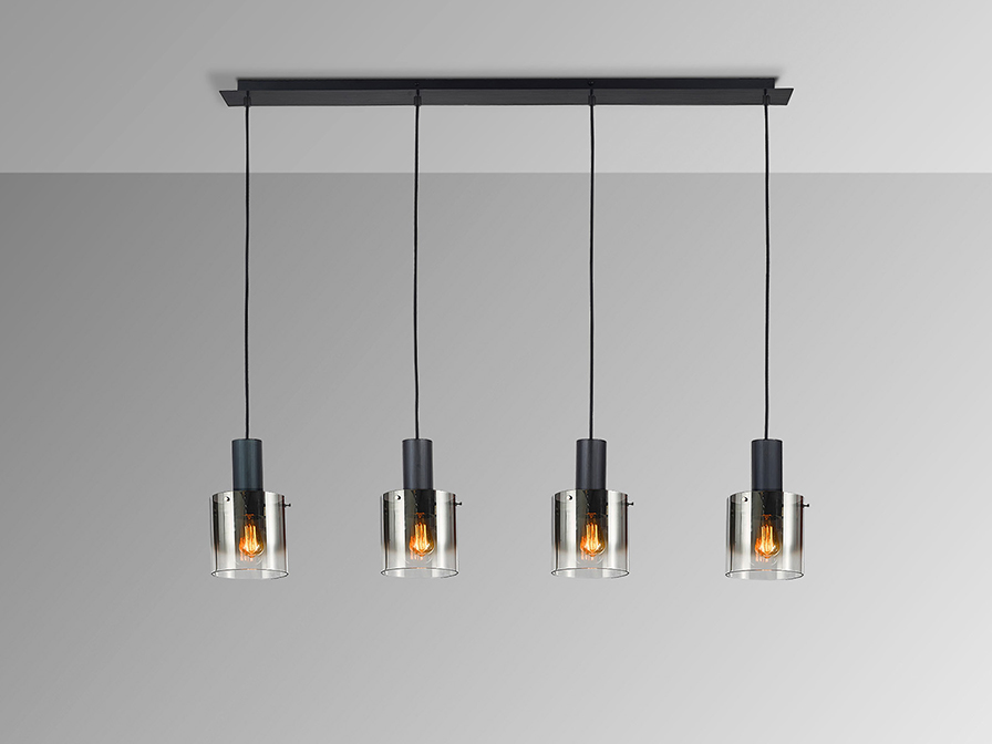 Schuller  Pendants Venize 12828  I3 - VENIZE - LAMP 4L BLACK-SMOKE