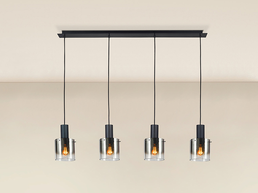 Schuller  Pendants Venize 12828  I3 - VENIZE - LAMP 4L BLACK-SMOKE