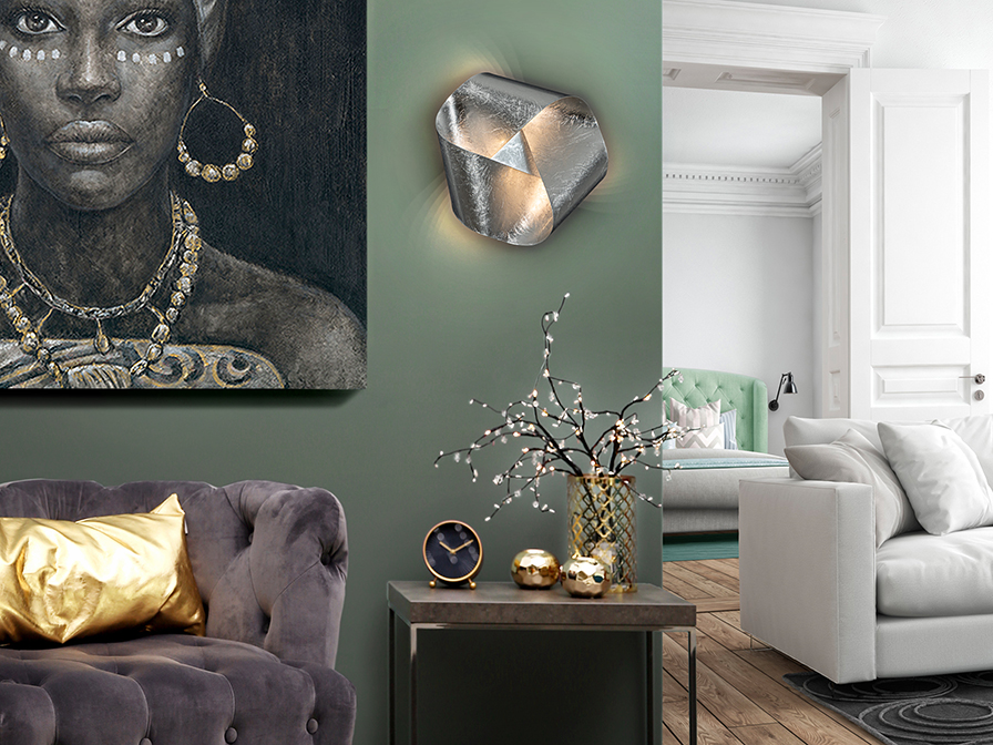 Schuller Ligthing   154086  ·TRIADA· WALL LAMP, SILVER LEAF