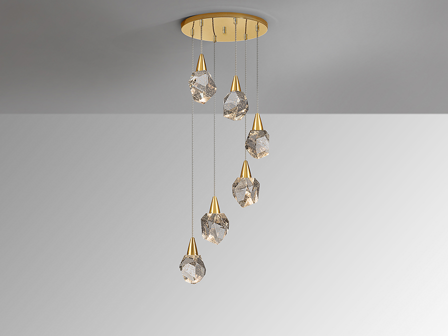 Schuller Lighting Pendants Aquaria 157261  ·AQUARIA· LAMP 6L, MATT GOLD