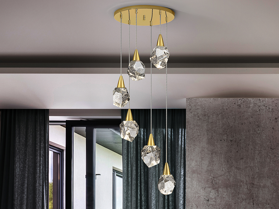 Schuller Lighting Pendants Aquaria 157261  ·AQUARIA· LAMP 6L, MATT GOLD