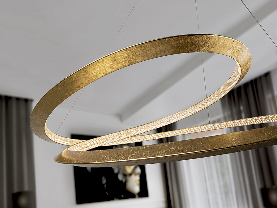 Schuller Lighting Pendants Eternity 165839  ETERNITY - LAMP GOLD LEAVES Ø97