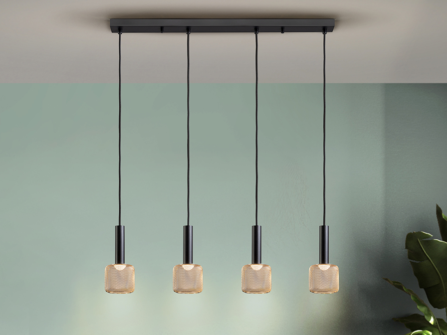 Schuller Lighting Pendants Sincro 175395  ·SINCRO· LAMP 4L., BLACK/GOLD