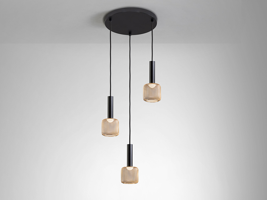 Schuller Ligthing Pendants Sincro 175470  ·SINCRO· LAMP 3L., BLACK/GOLD