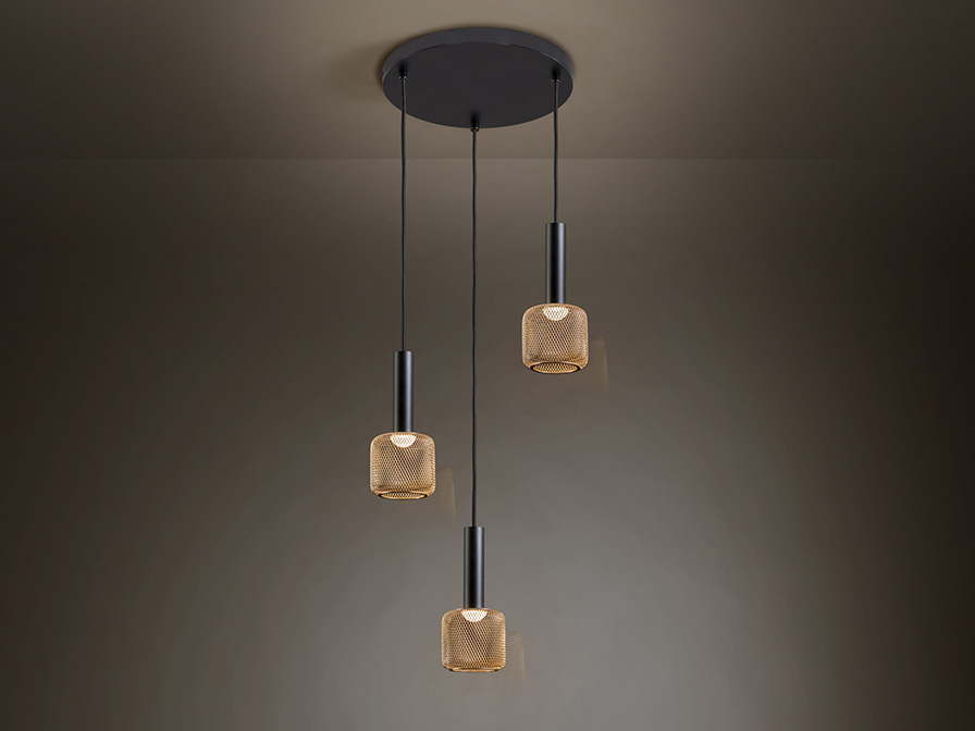 Schuller Ligthing Pendants Sincro 175470  ·SINCRO· LAMP 3L., BLACK/GOLD