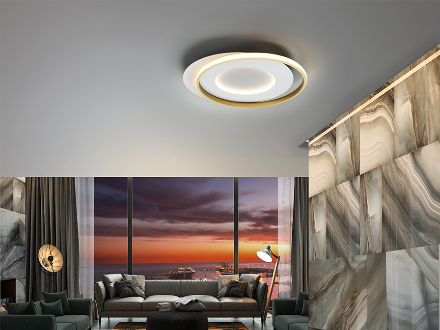 Schuller Lighting Flush Ceiling Lamps Limbos 245135  ·LIMBOS· CEILING LAMP, WHITE/GOLD