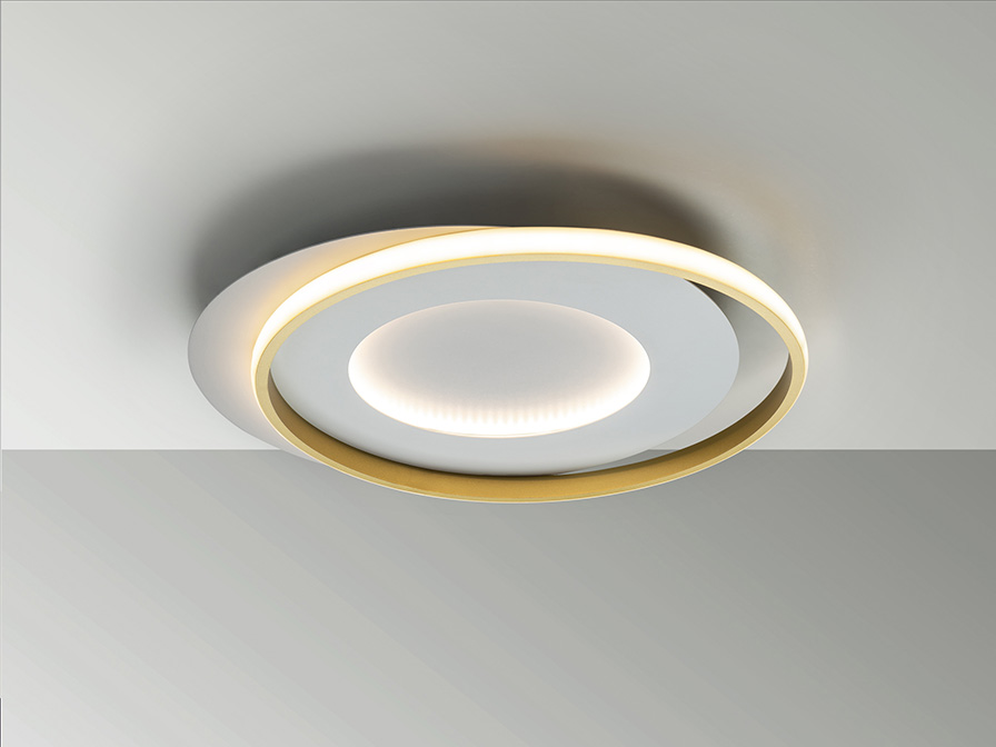 Schuller Lighting Flush Ceiling Lamps Limbos 245135  ·LIMBOS· CEILING LAMP, WHITE/GOLD