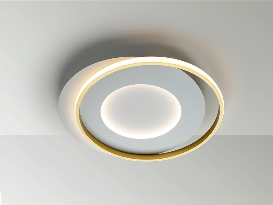 Schuller Lighting Flush Ceiling Lamps Limbos 245135  ·LIMBOS· CEILING LAMP, WHITE/GOLD