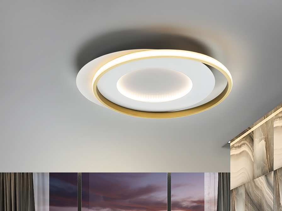 Schuller Lighting Flush Ceiling Lamps Limbos 245135  ·LIMBOS· CEILING LAMP, WHITE/GOLD