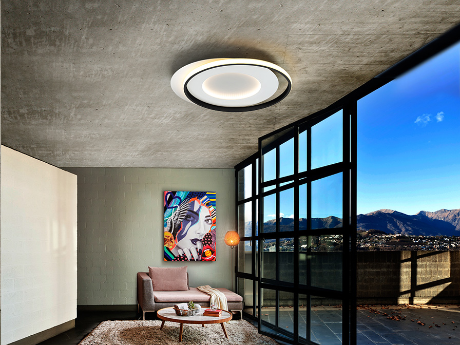 Schuller Lighting Flush Ceiling Lamps Limbos 245142  ·LIMBOS· CEILING LAMP, WHITE/BLACK