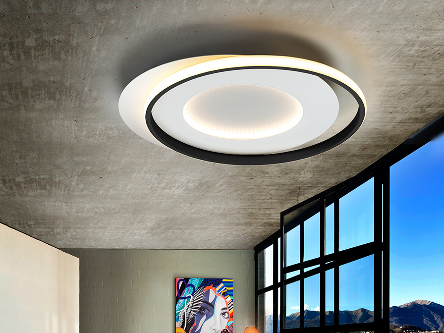 Schuller Lighting Flush Ceiling Lamps Limbos 245142  ·LIMBOS· CEILING LAMP, WHITE/BLACK
