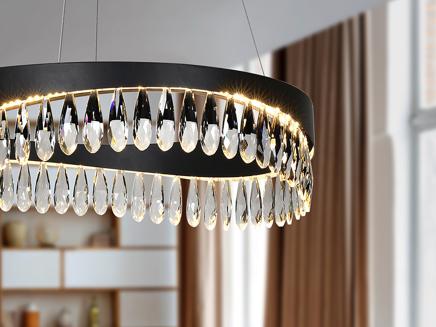 Schuller Lighting Pendants Selene 294720  ·SELENE· LAMP Ø60, BLACK-CRYSTAL