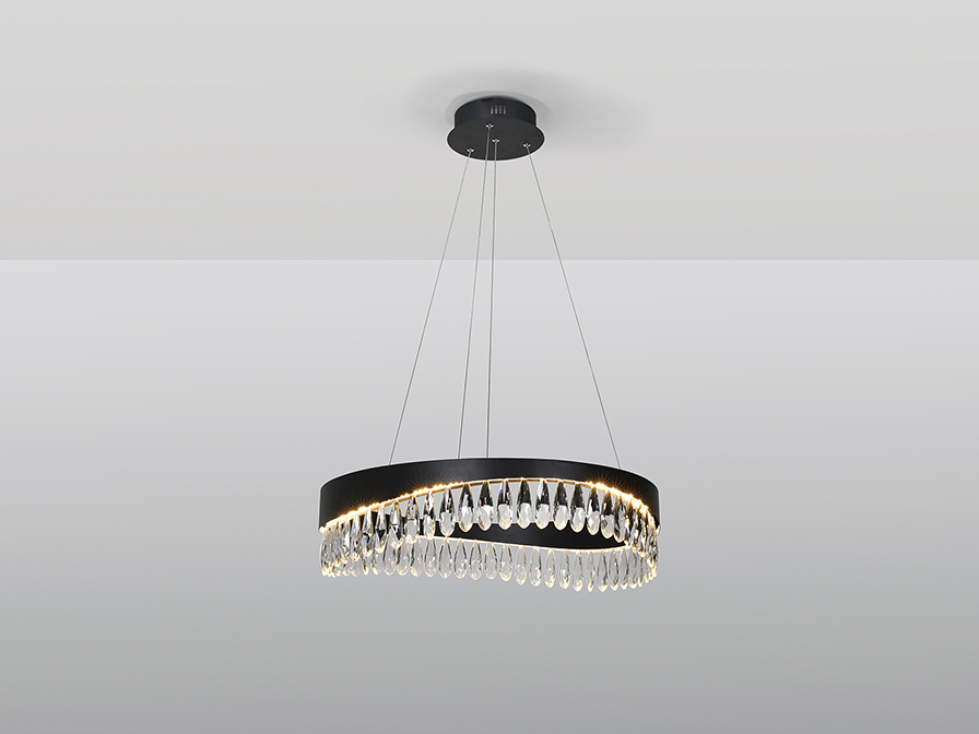 Schuller Lighting Pendants Selene 294720  ·SELENE· LAMP Ø60, BLACK-CRYSTAL