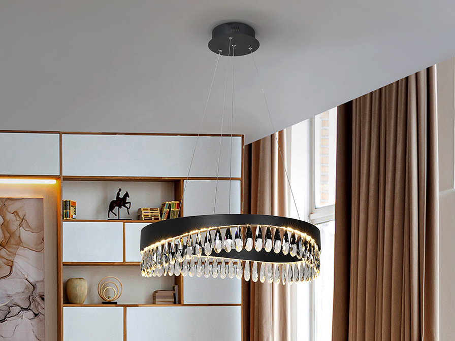 Schuller Lighting Pendants Selene 294720  ·SELENE· LAMP Ø60, BLACK-CRYSTAL