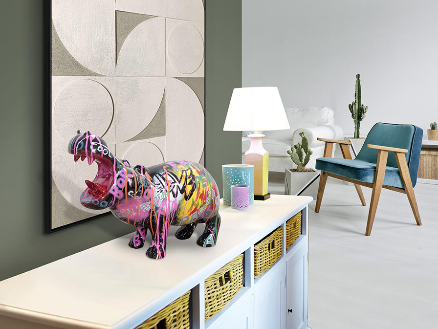 Schuller Decoration,mirrors and.. Decorative figures Hippo 299329  HIPPO - FIGURE. GRAFFITI DECO