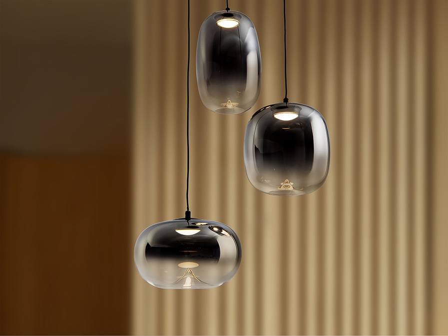 Schuller  Pendants Onice 314213  ONICE - LAMP 3L BLACK-SMOKE D30