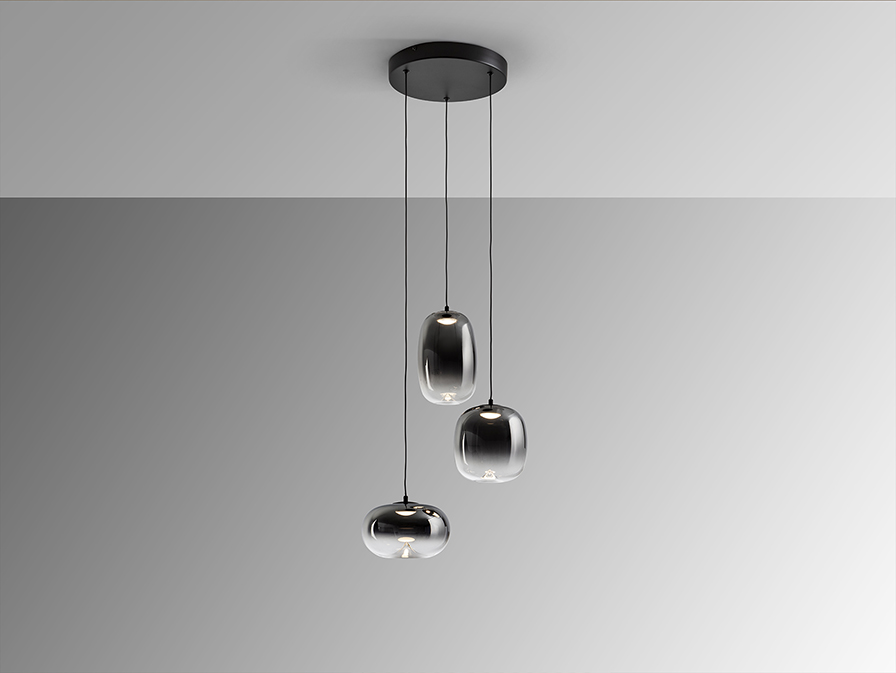 Schuller  Pendants Onice 314213  ONICE - LAMP 3L BLACK-SMOKE D30