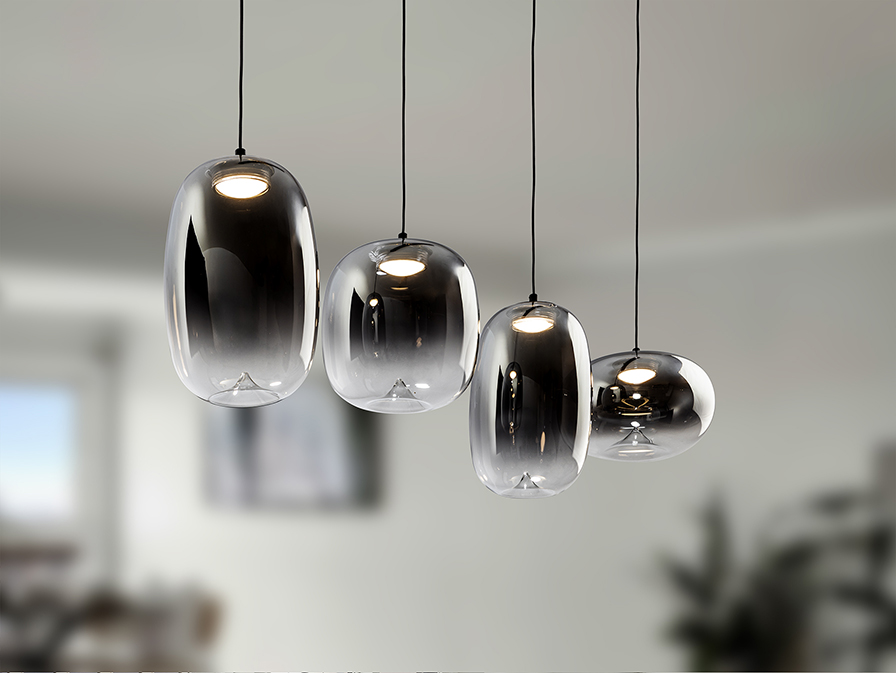 Schuller  Pendants Onice 314329  ONICE - LAMP 4L BLACK-SMOKE