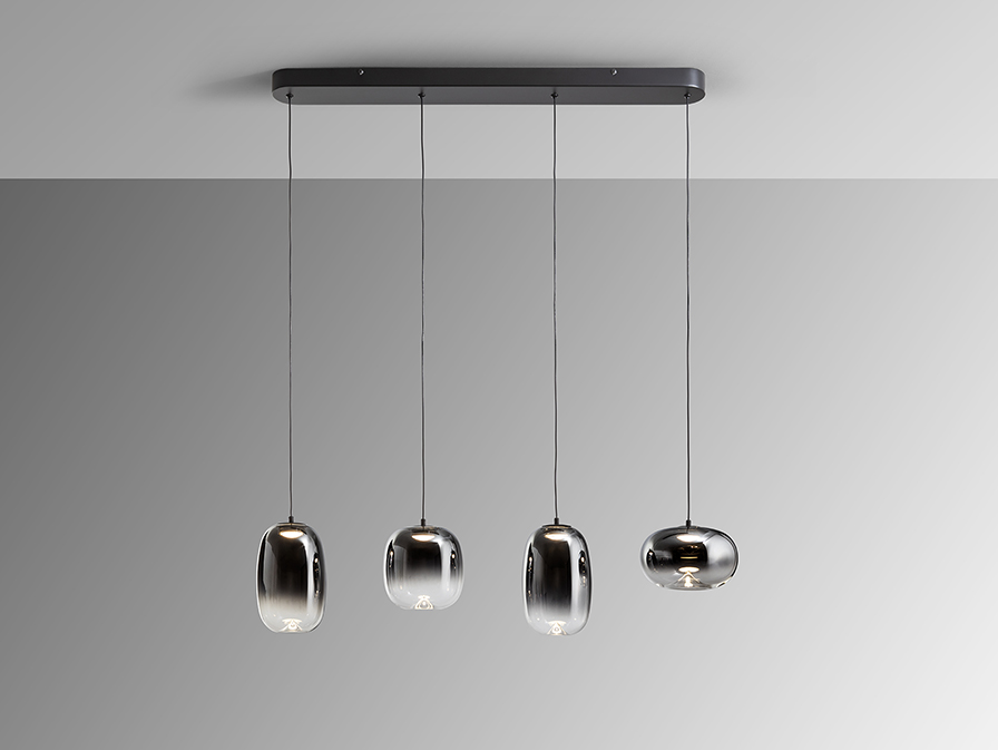 Schuller  Pendants Onice 314329  ONICE - LAMP 4L BLACK-SMOKE