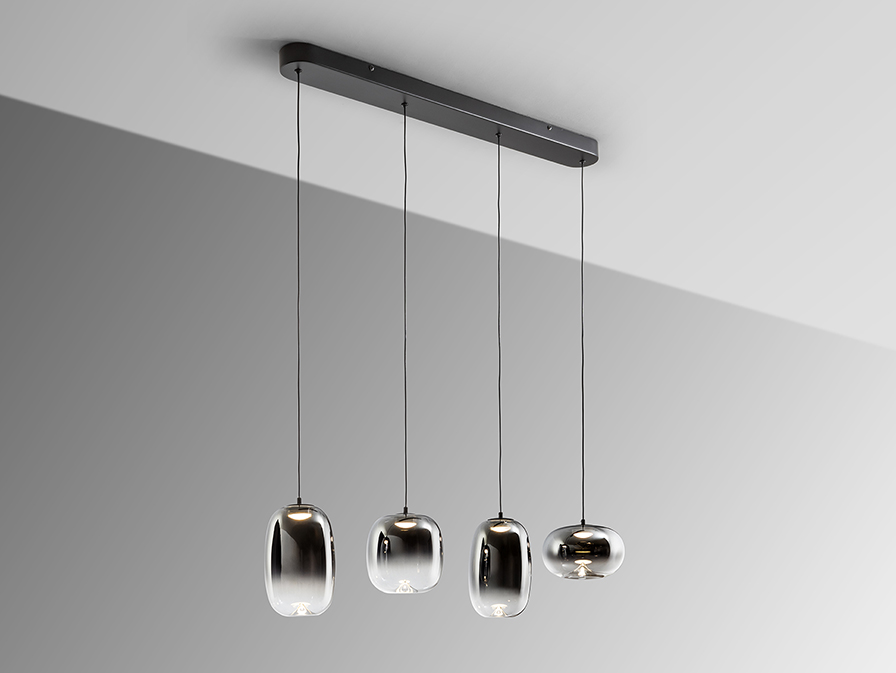 Schuller  Pendants Onice 314329  ONICE - LAMP 4L BLACK-SMOKE