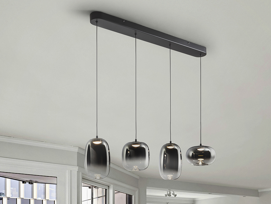 Schuller  Pendants Onice 314329  ONICE - LAMP 4L BLACK-SMOKE