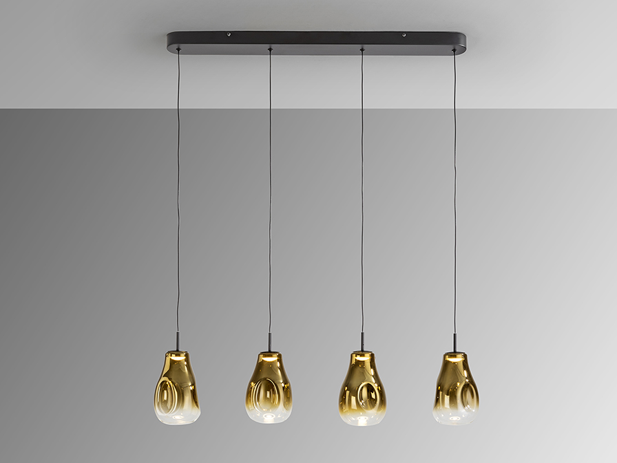 Schuller  Pendants Aledis 314695  ALEDIS - LAMP 4L BLACK-GOLDEN