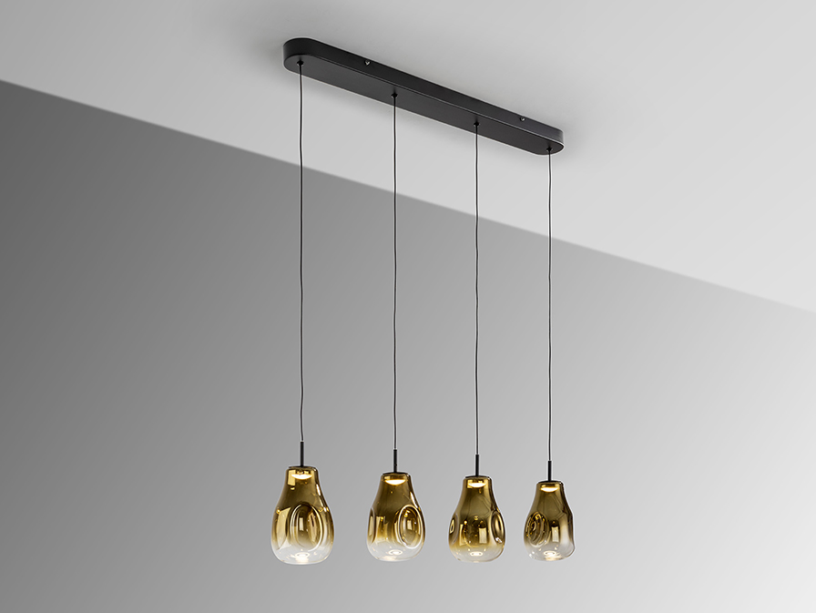 Schuller  Pendants Aledis 314695  ALEDIS - LAMP 4L BLACK-GOLDEN