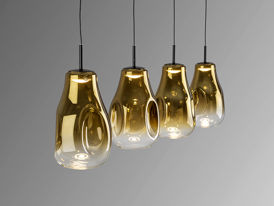 Schuller  Pendants Aledis 314695  ALEDIS - LAMP 4L BLACK-GOLDEN