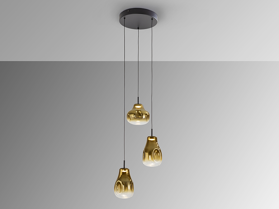 Schuller  Pendants Aledis 314749  ALEDIS - LAMP 3L BLACK-GOLDEN