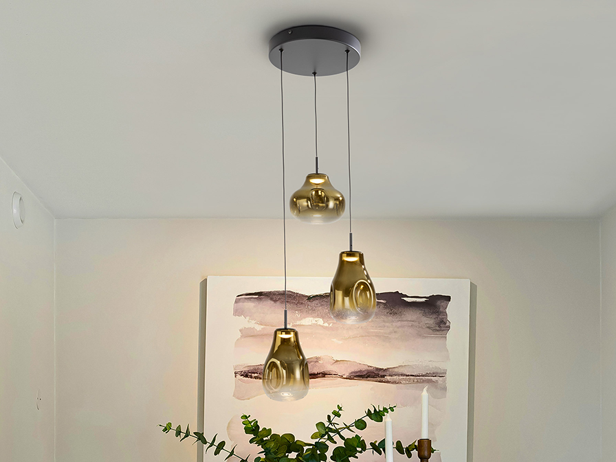 Schuller  Pendants Aledis 314749  ALEDIS - LAMP 3L BLACK-GOLDEN