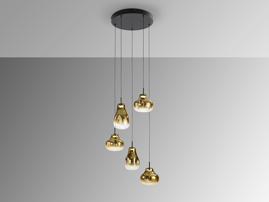 Schuller  Pendants Aledis 314862  ALEDIS - LAMP 5L BLACK-GOLDEN