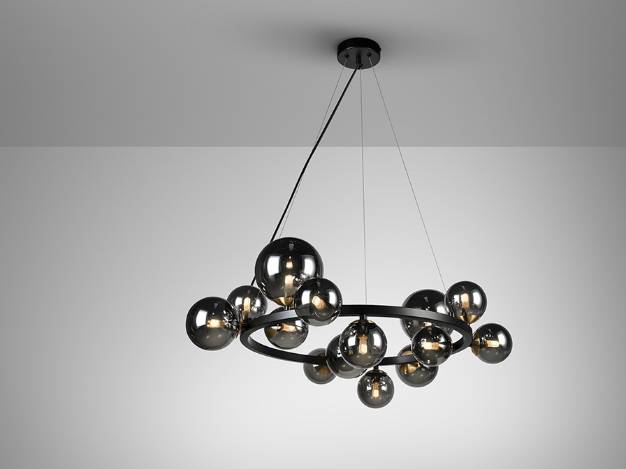 Schuller Lighting Pendants Astros 329613  ·ASTROS· LAMP 14L., BLACK