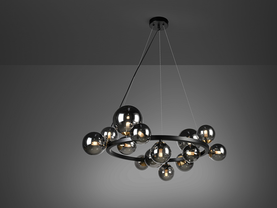 Schuller Lighting Pendants Astros 329613  ·ASTROS· LAMP 14L., BLACK