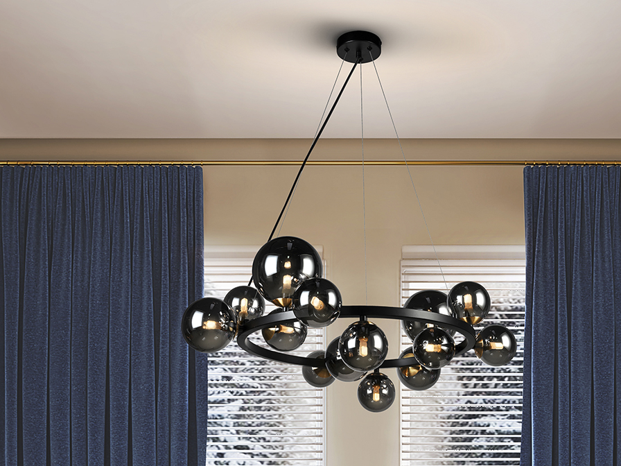 Schuller Lighting Pendants Astros 329613  ·ASTROS· LAMP 14L., BLACK