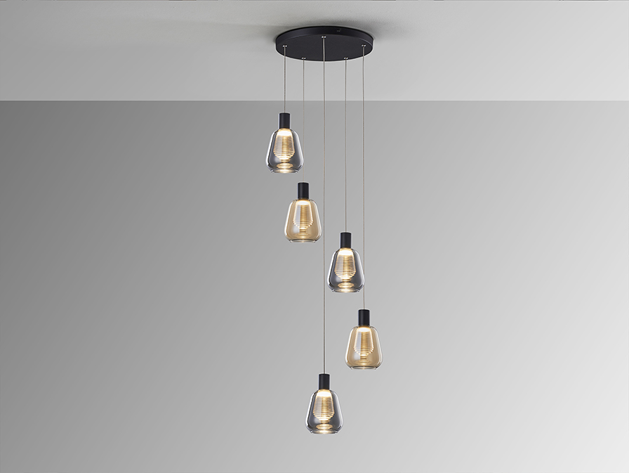 Schuller  Pendants Carisa 343051  CARISA- LAMP 5L BLACK D40