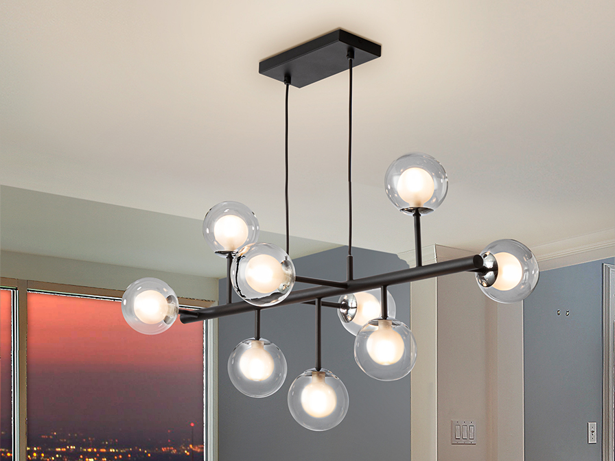 Schuller Lighting Pendants Altais 345509  ·ALTAIS· LAMP 9L., BLACK/CHROME