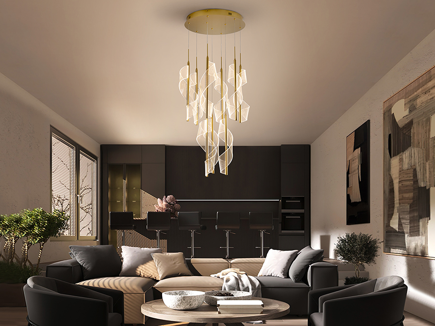 Schuller  Pendants Velas 351492  VELAS- LAMP 9L, GOLD, DIMABLE