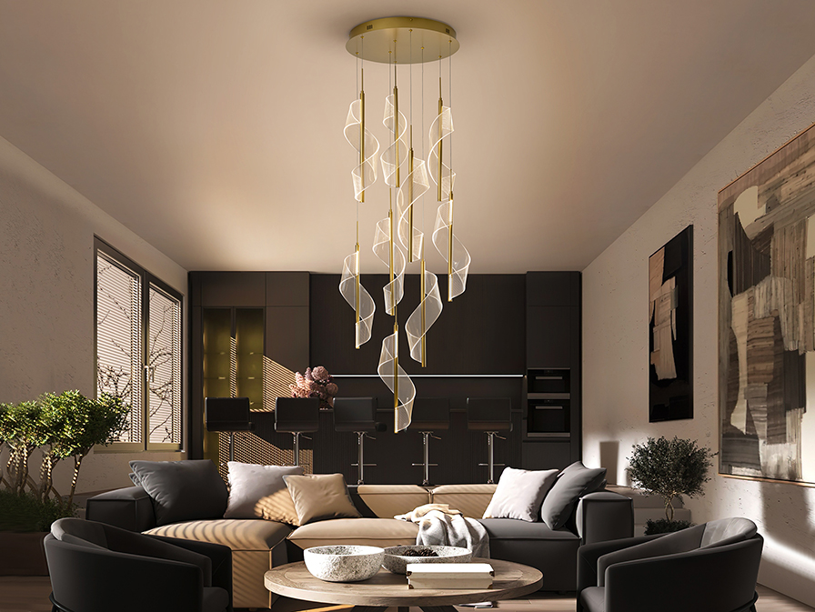 Schuller  Pendants Velas 351492  VELAS- LAMP 9L, GOLD, DIMABLE