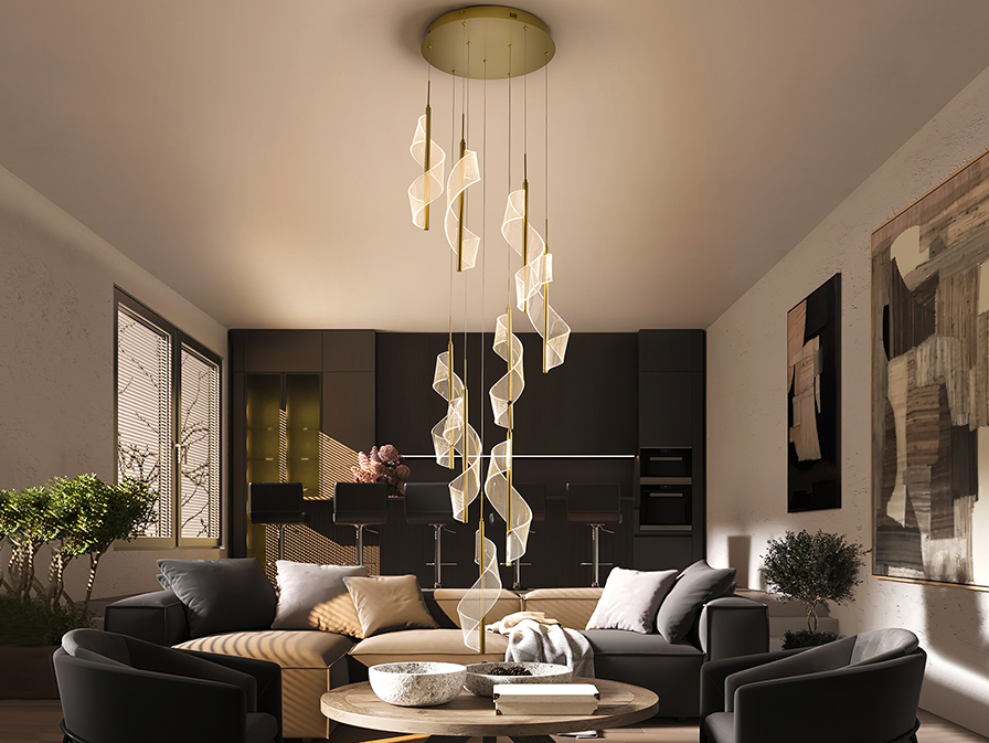 Schuller  Pendants Velas 351492  VELAS- LAMP 9L, GOLD, DIMABLE