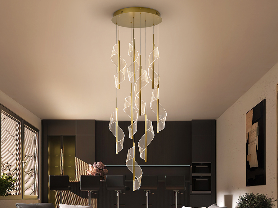 Schuller  Pendants Velas 351492  VELAS- LAMP 9L, GOLD, DIMABLE