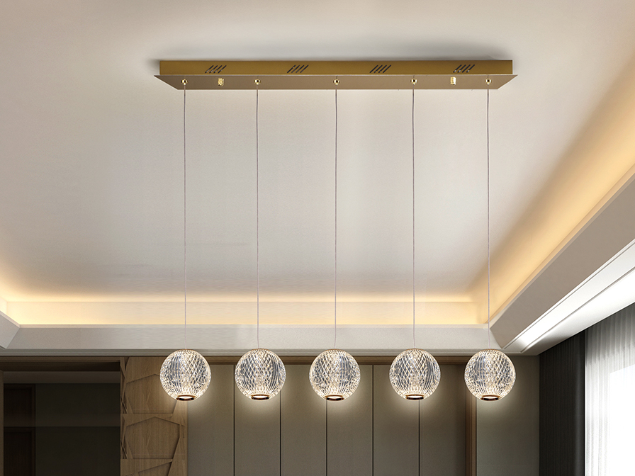 Schuller Lighting Pendants Austral 354264  ·AUSTRAL· LED LAMP 5L., GOLDEN