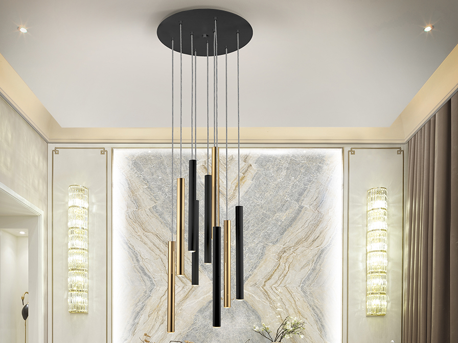 Schuller Lighting Pendants Varas 373272  ·VARAS· LAMP 9L. GOLD/BLACK