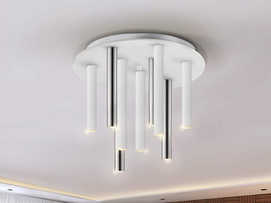 Schuller Ligthing   374026  ·VARAS· CEILING LAMP CHROME/WHITE 9L.