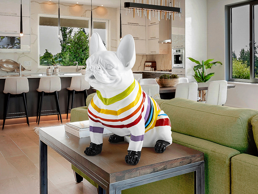 Schuller  Decorative figures Frenchi 408374  FRENCHI - WHITE FRENCH BULL - STRIPES